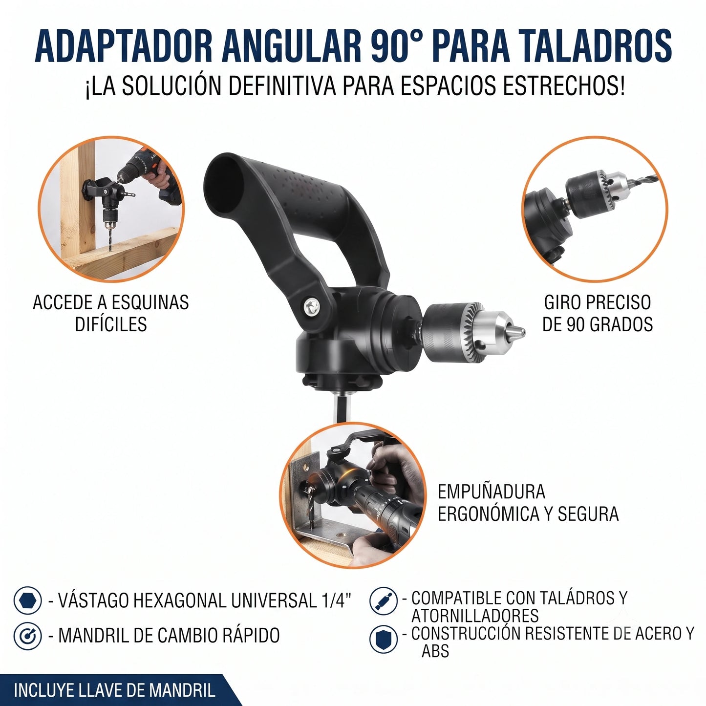 Adaptador Angular 90° para Taladros y Atornilladores 🚀🔧