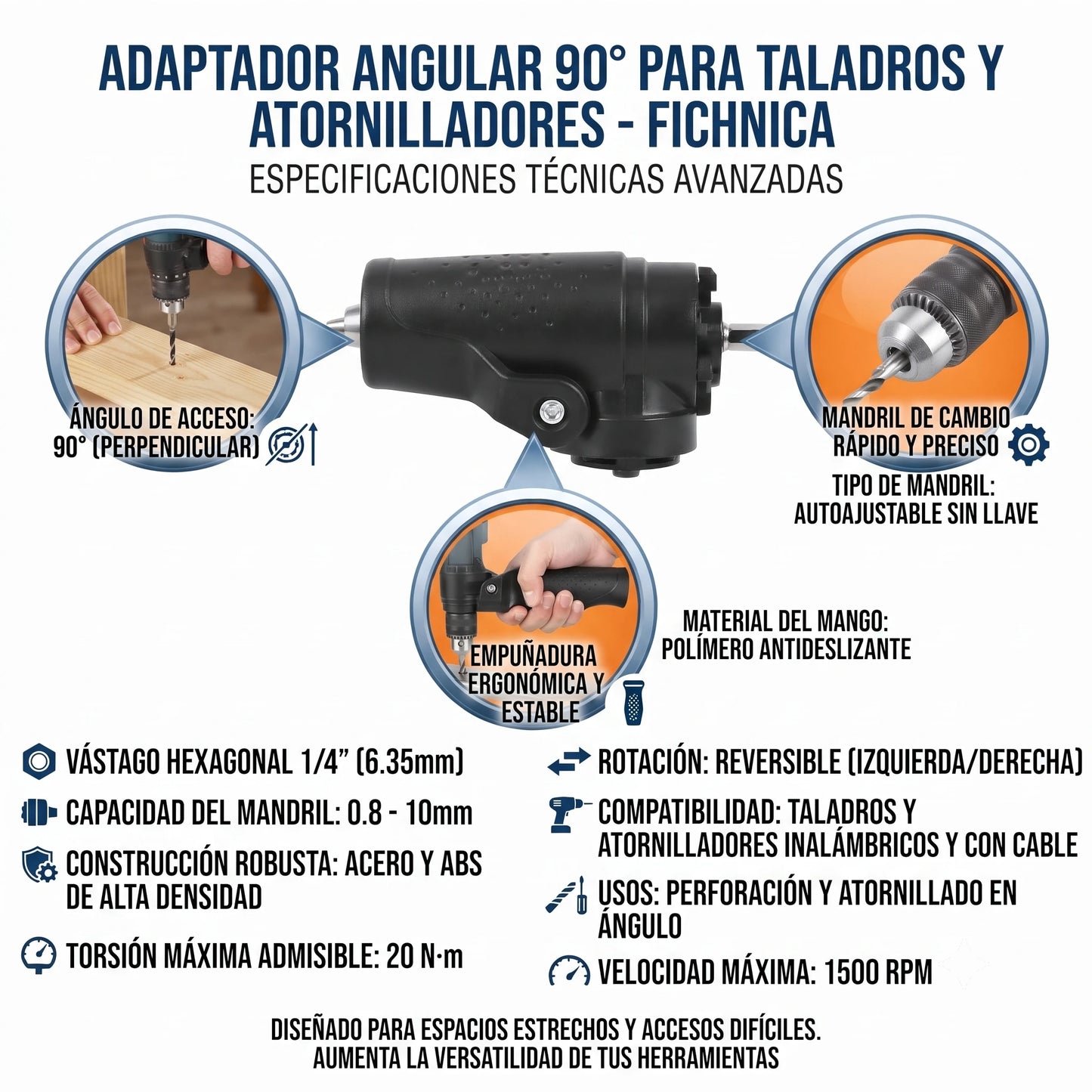 Adaptador Angular 90° para Taladros y Atornilladores 🚀🔧