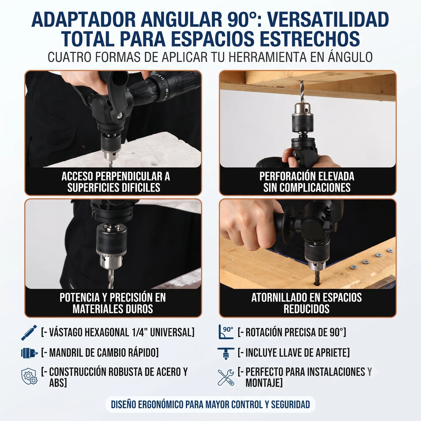 Adaptador Angular 90° para Taladros y Atornilladores 🚀🔧