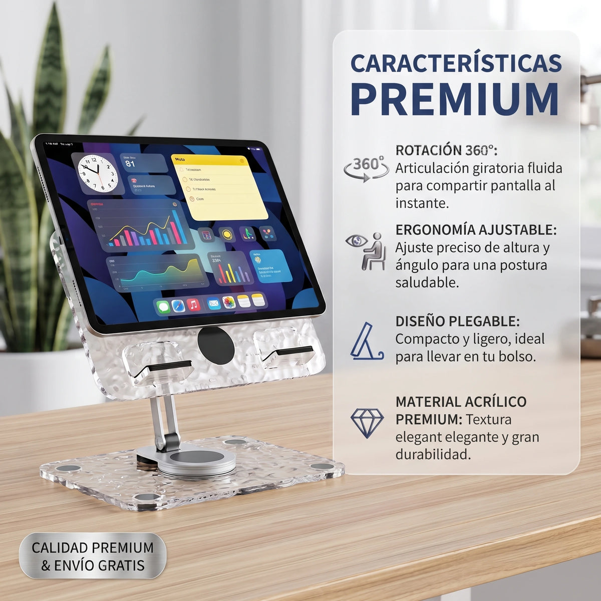 Soporte Plegable Giratorio para Tablet📱✨