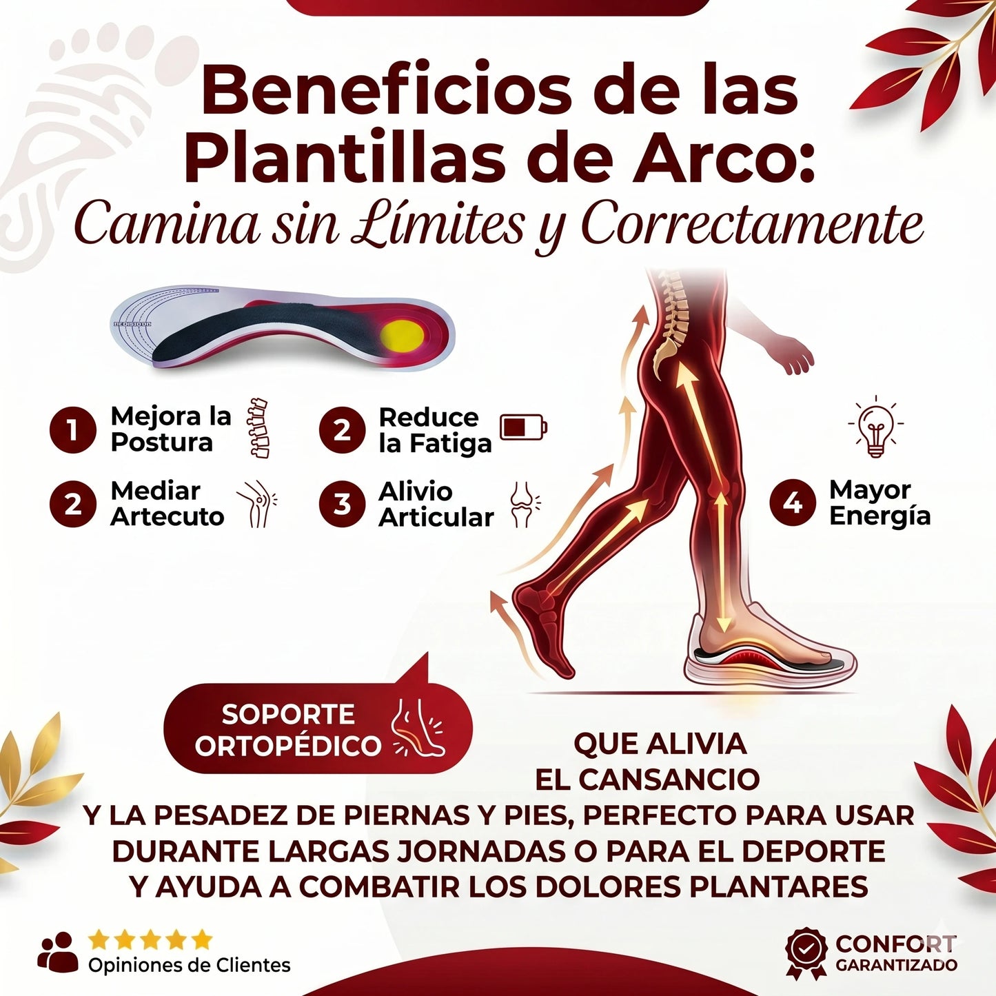 Plantillas Ortopédicas de Arco para pie plano y cansancio👣✨