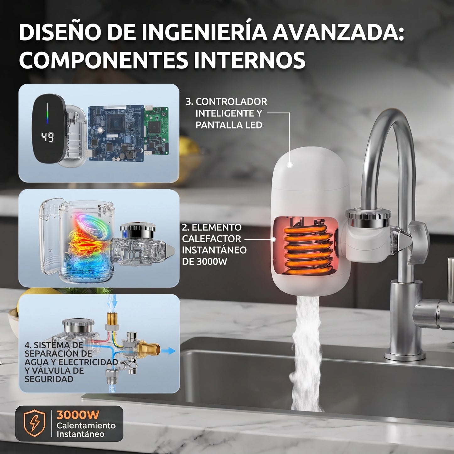 Grifo Calentador de Agua 3000W💧🔥