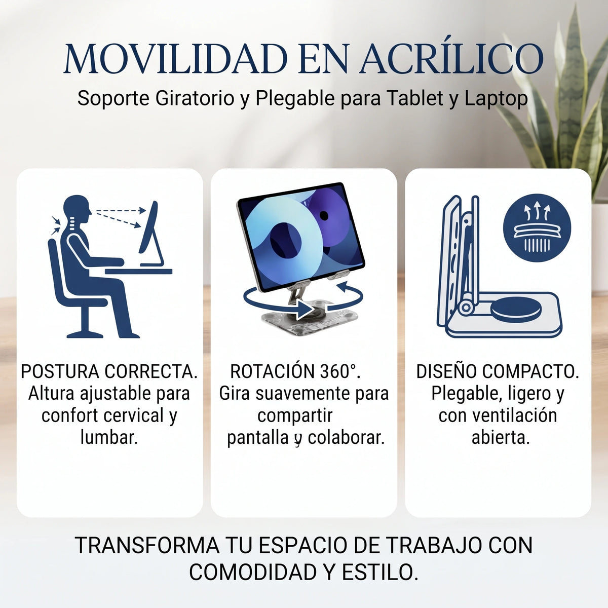 Soporte Plegable Giratorio para Tablet📱✨