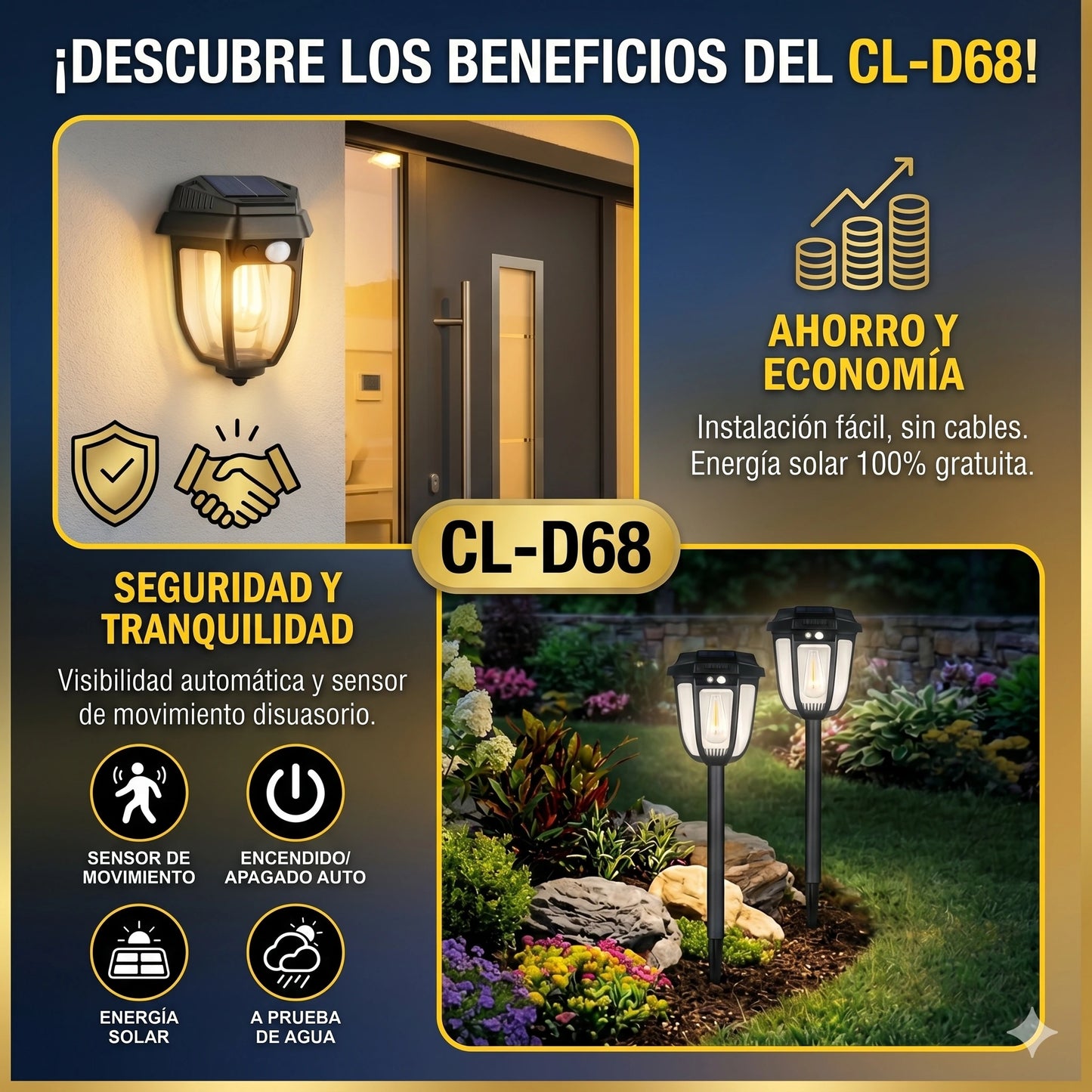 🌙 ¡Ilumina tu Hogar sin Electricidad💡Lampara con Panel Solar☀️