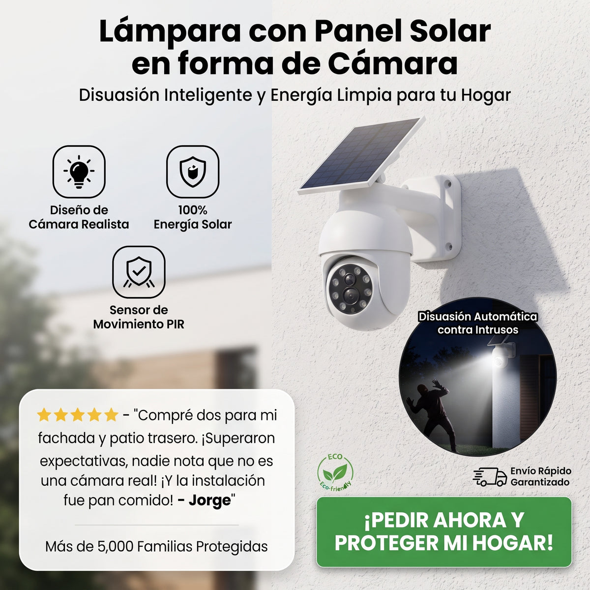Lampara con Panel Solar Diseño de Cámara de Vigilancia📹☀️☀️