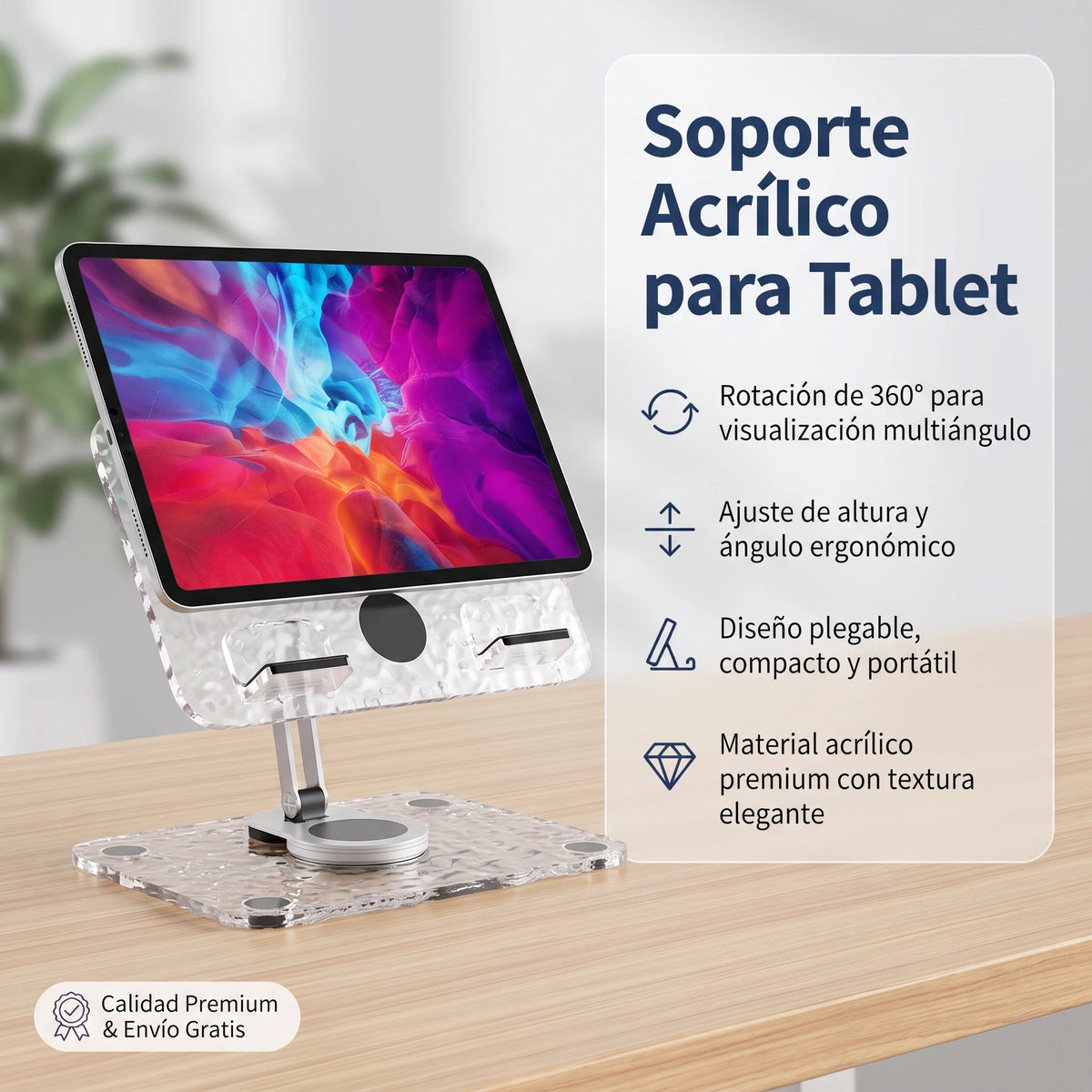 Soporte Plegable Giratorio para Tablet📱✨