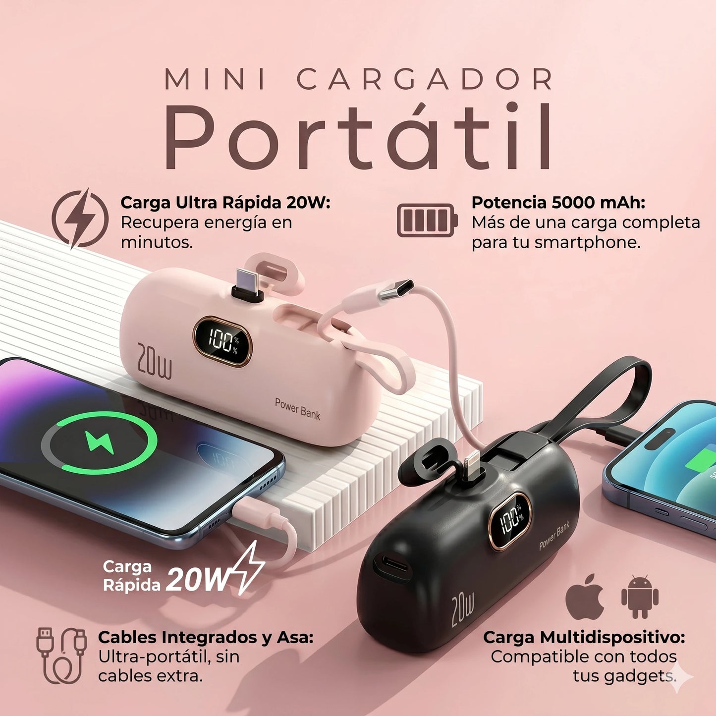 Power bank portátil de llavero 5000mAh🔋⚡Carga Rápida⚡