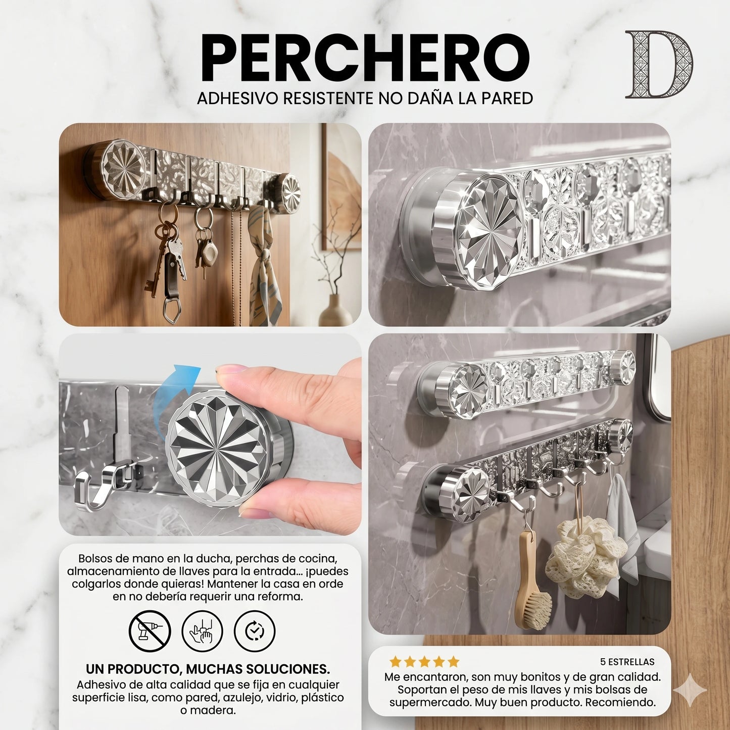 Perchero Diamante Multifuncional con Ventosa✨💎