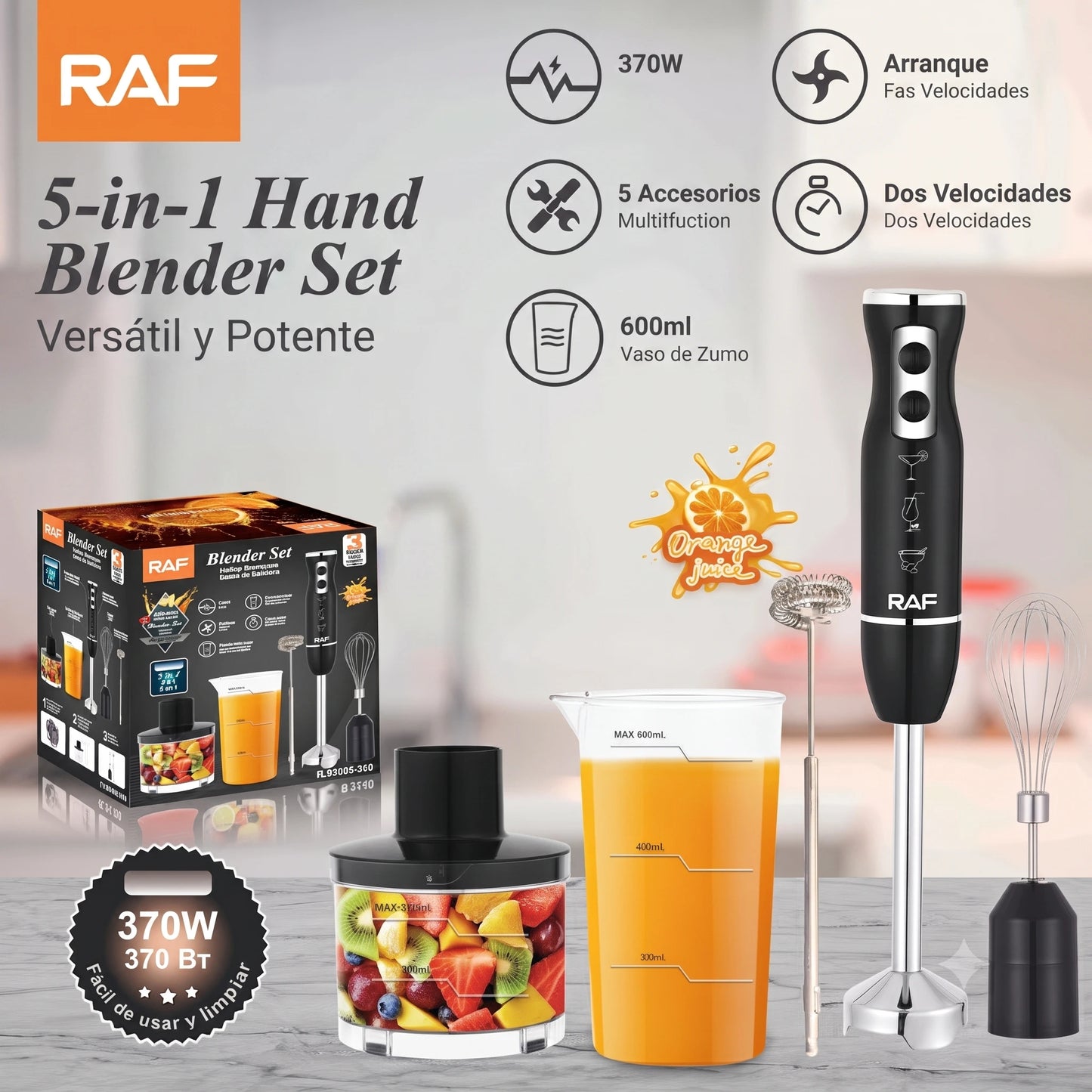 Picatodo Procesador Alimentos Multifuncional Batidora 5 En 1🍳🔥 RAF