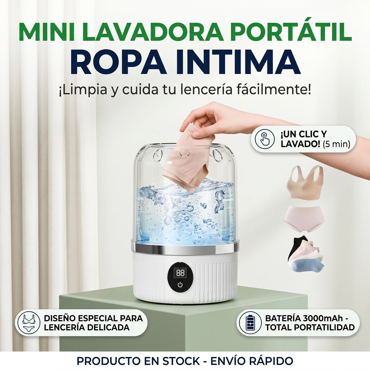 Mini Lavadora Portátil de Ropa Intima Potente✨