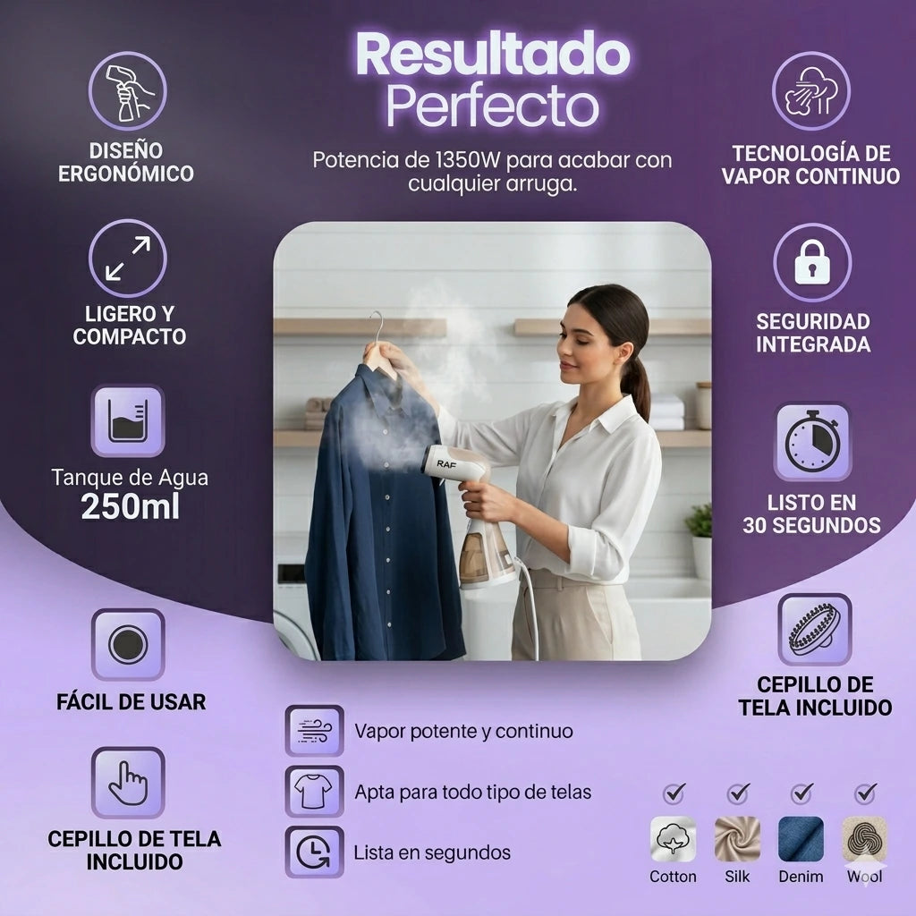 ¡Luce Impecable en Segundos con la Plancha Vaporizadora RAF! ✨👔