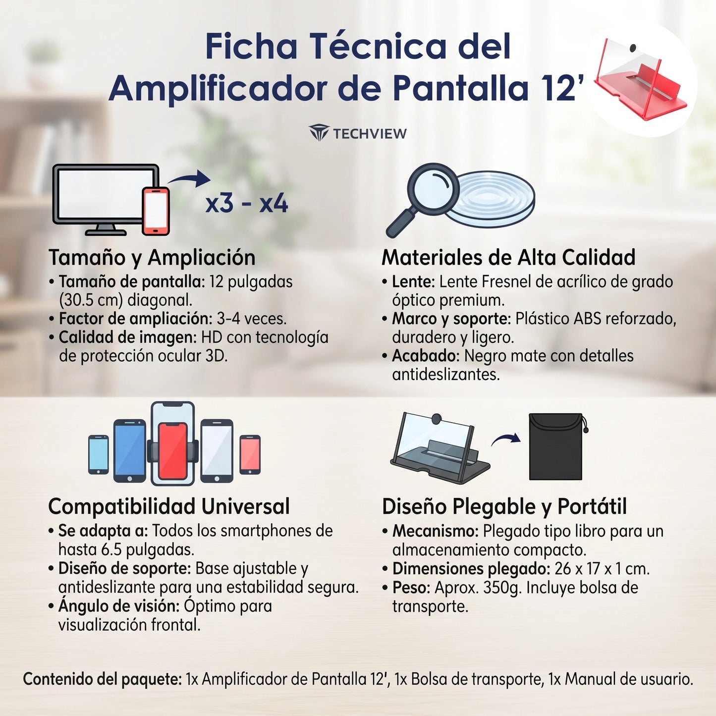 Amplificador de Imagen para Teléfonos 12"
