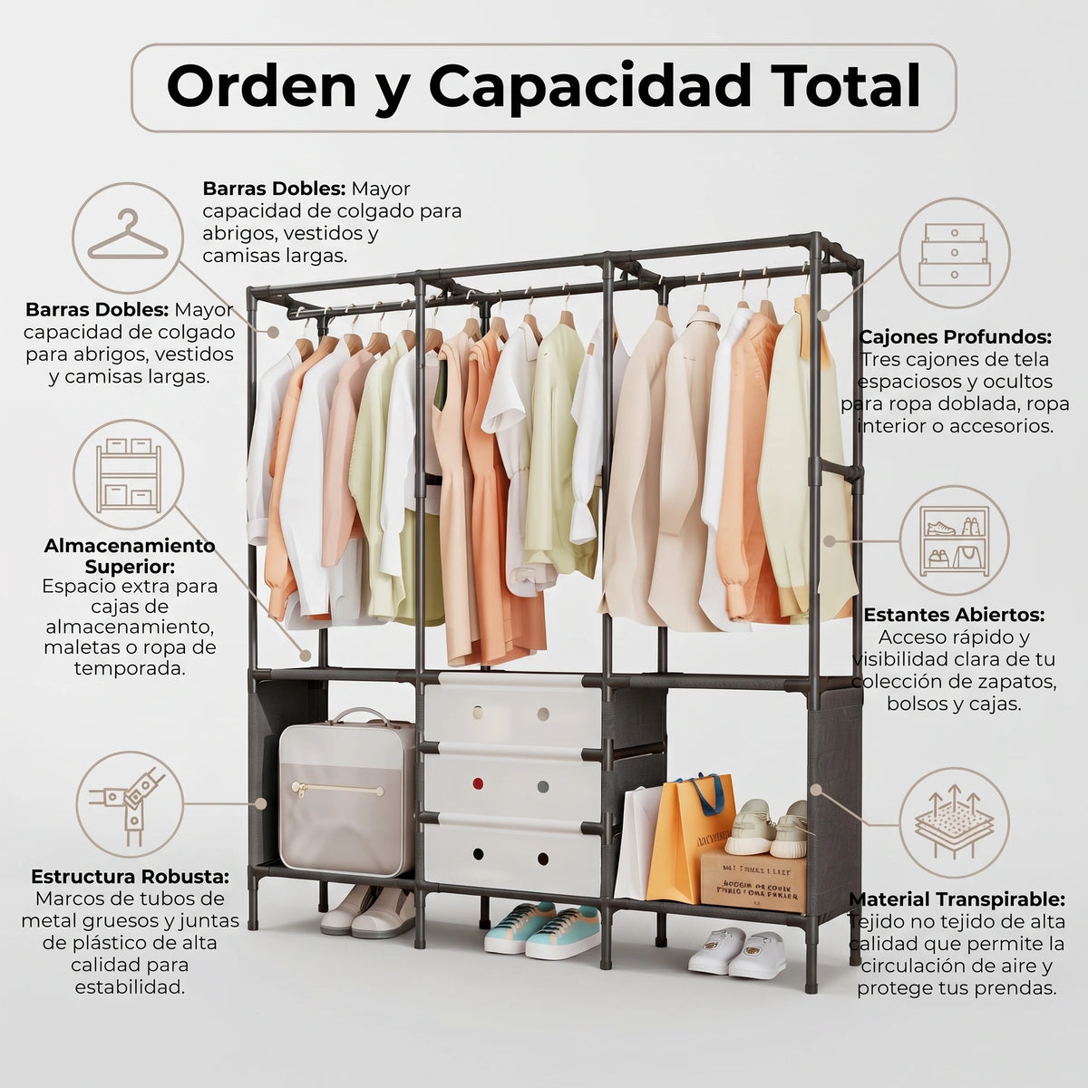 Perchero Closet Organizador "Orden y Capacidad Total✨🏠