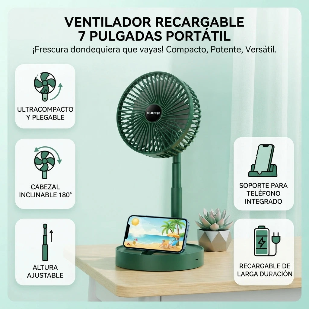 Ventilador Recargable 7 Pulgadas Portátil🌬️🔋