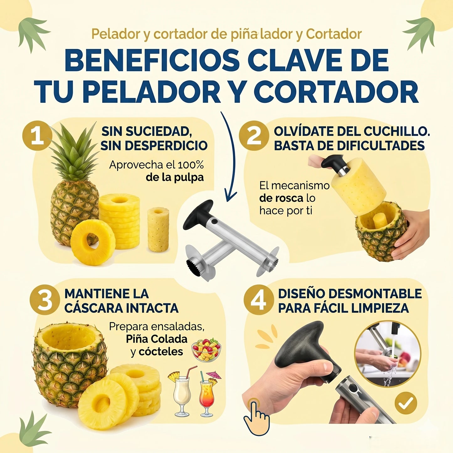 🍍Pelador y Cortador de Piña Profesional🍍