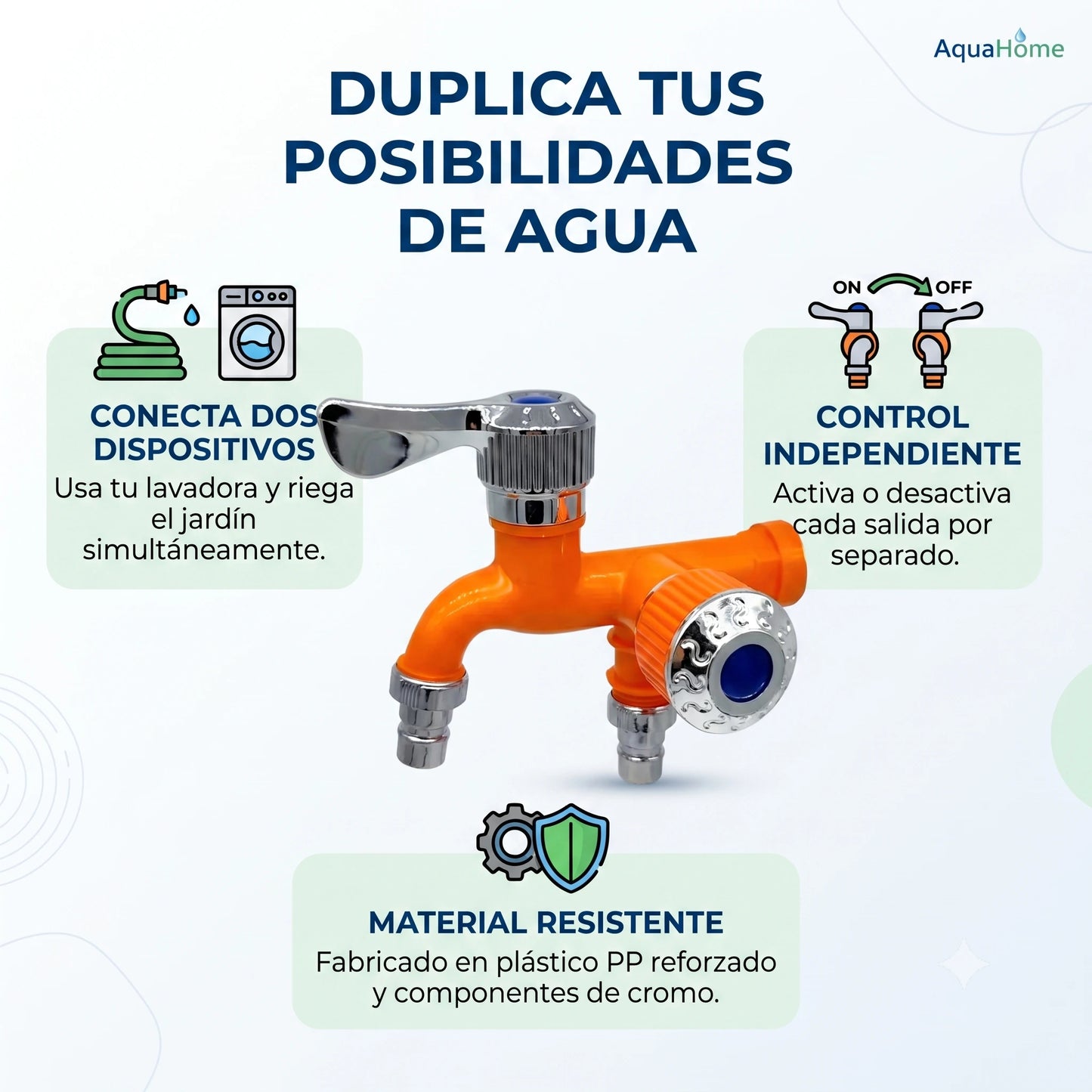 Grifo con Doble Salida Independiente💧🌿