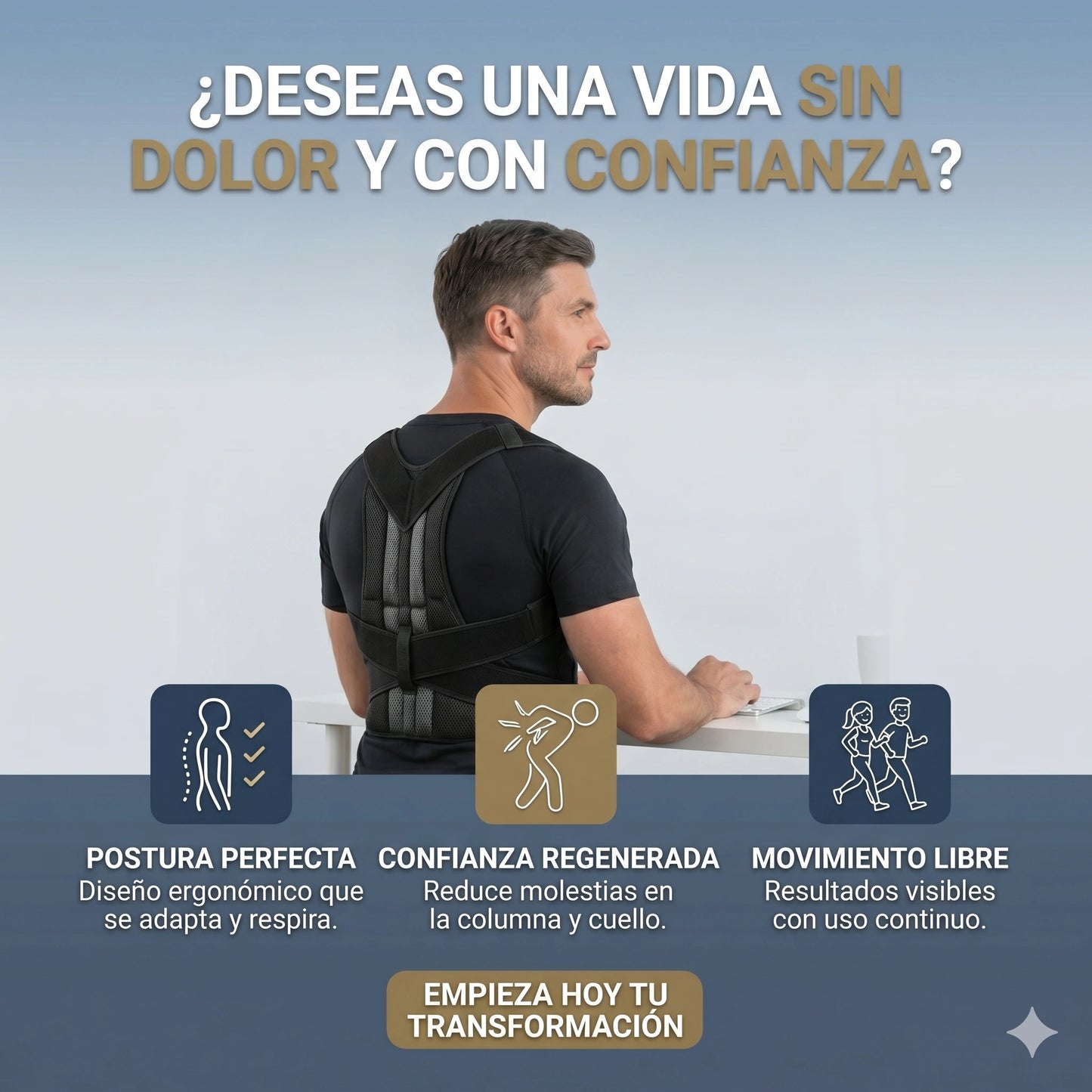 ¡Recupera tu Postura y Alivia el Dolo! Corrector de Postura con Soporte Lumbar✨💪
