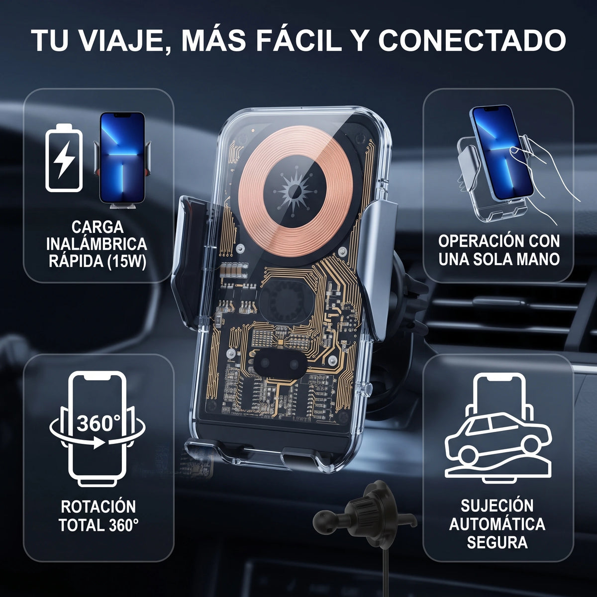 Soporte Cargador Universal para Carro⚡📱