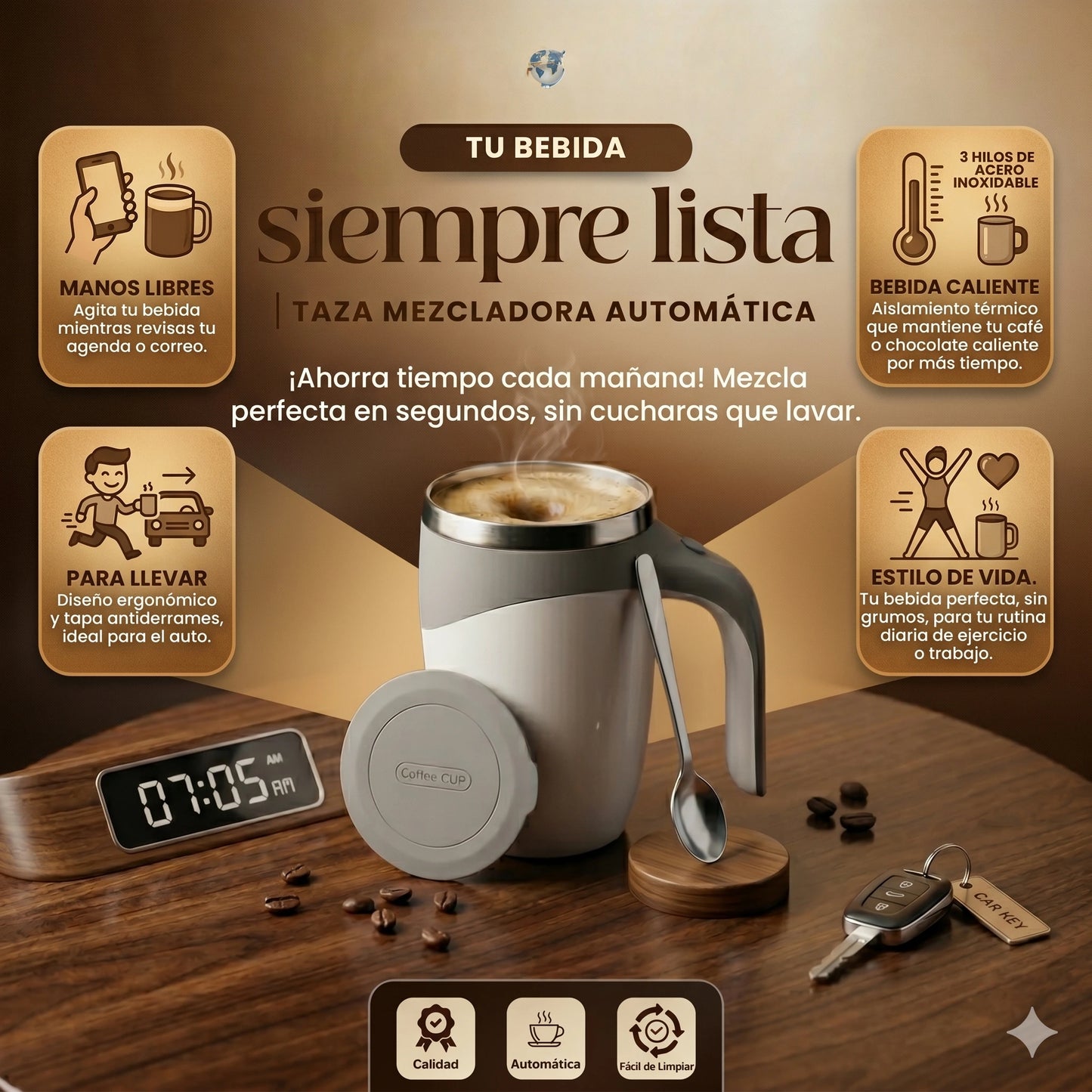 ¡Dile adiós a las cucharillas y a los grumos para siempre! ☕✨ Taza Mezcladora Recargable