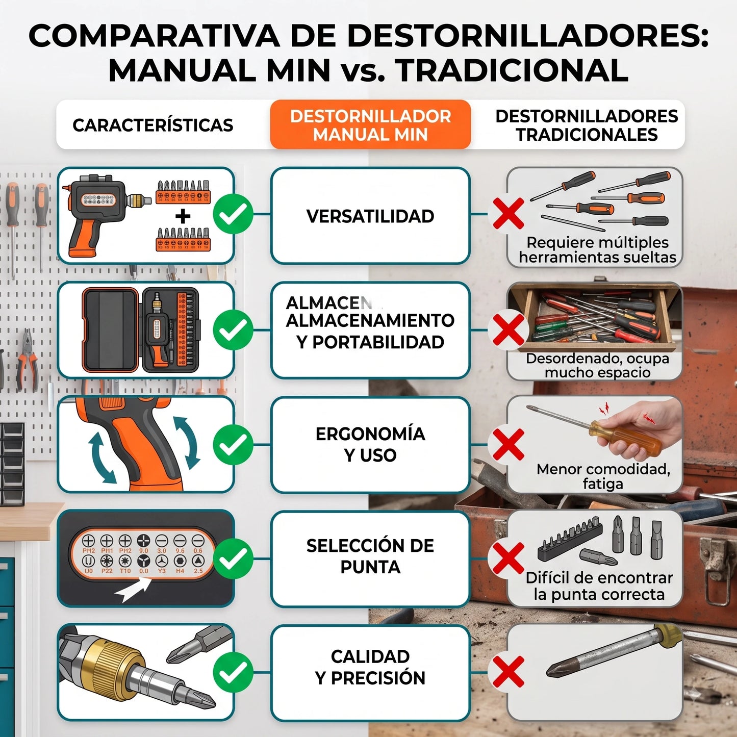 Destornillador Manual 14pz Con Funda🛠️⚡