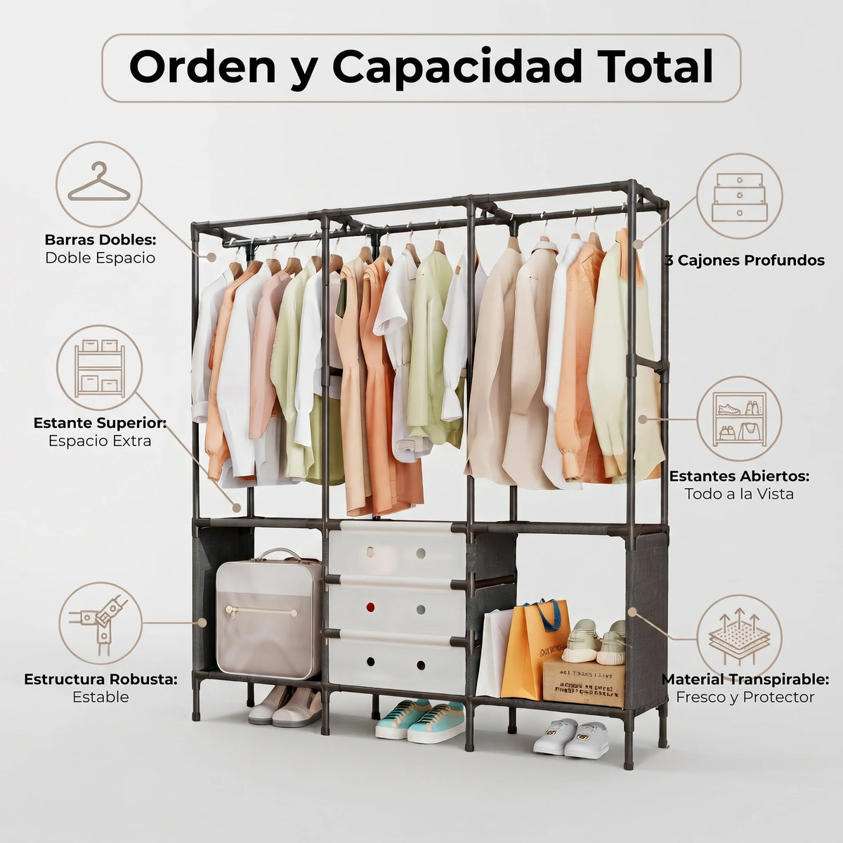 Perchero Closet Organizador "Orden y Capacidad Total✨🏠