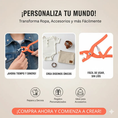 Maquina de remache a presión y botones  (50 unidades)