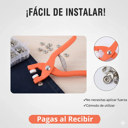 Maquina de remache a presión y botones  (50 unidades)