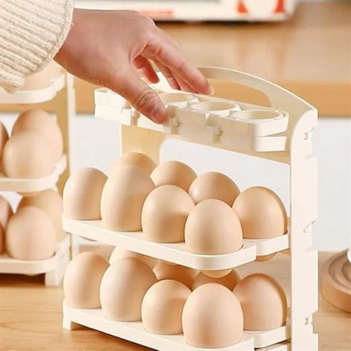🥚 ¡tu Nevera con Estilo! – Organizador de Huevos Triple Plegable (24Unds)
