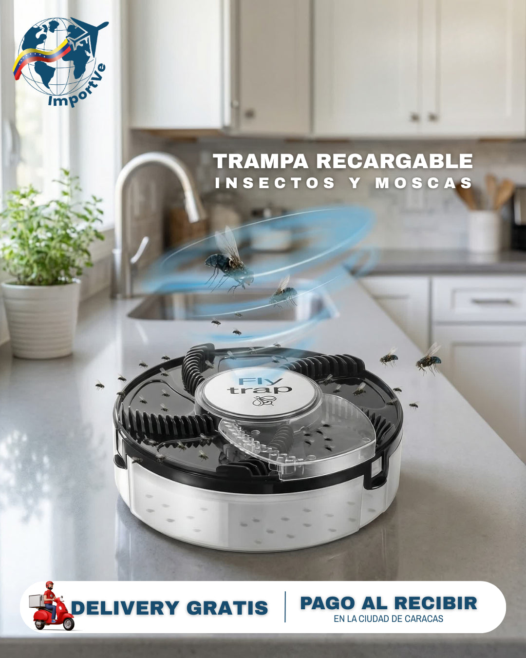 Trampa Eléctrica para Moscas Recargable